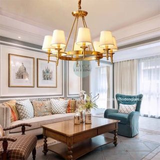 Đèn chùm mạ đồng chao vài DC510