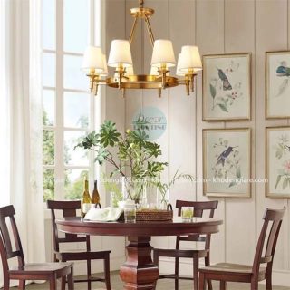 Đèn chùm mạ đồng chao vài DC510