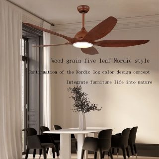 Quạt trần đèn vân gỗ 5 cánh