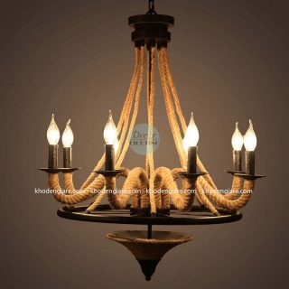 Đèn chùm quấn thừng Vintage 8 tay