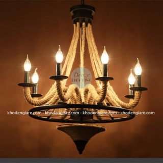 Đèn chùm quấn thừng Vintage 8 tay