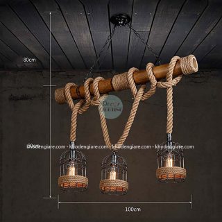 Đèn thả quấn thừng Retro