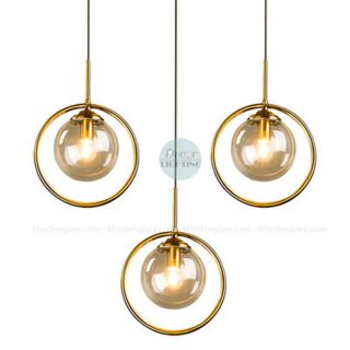 Đèn thả thủy tinh có khung tròn DC076