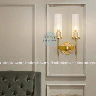 Đèn tường mạ đồng chao thủy tinh cao cấp
