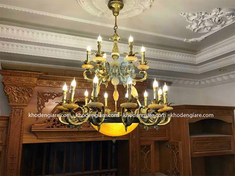 Đèn chùm đồng chao đá DC8086