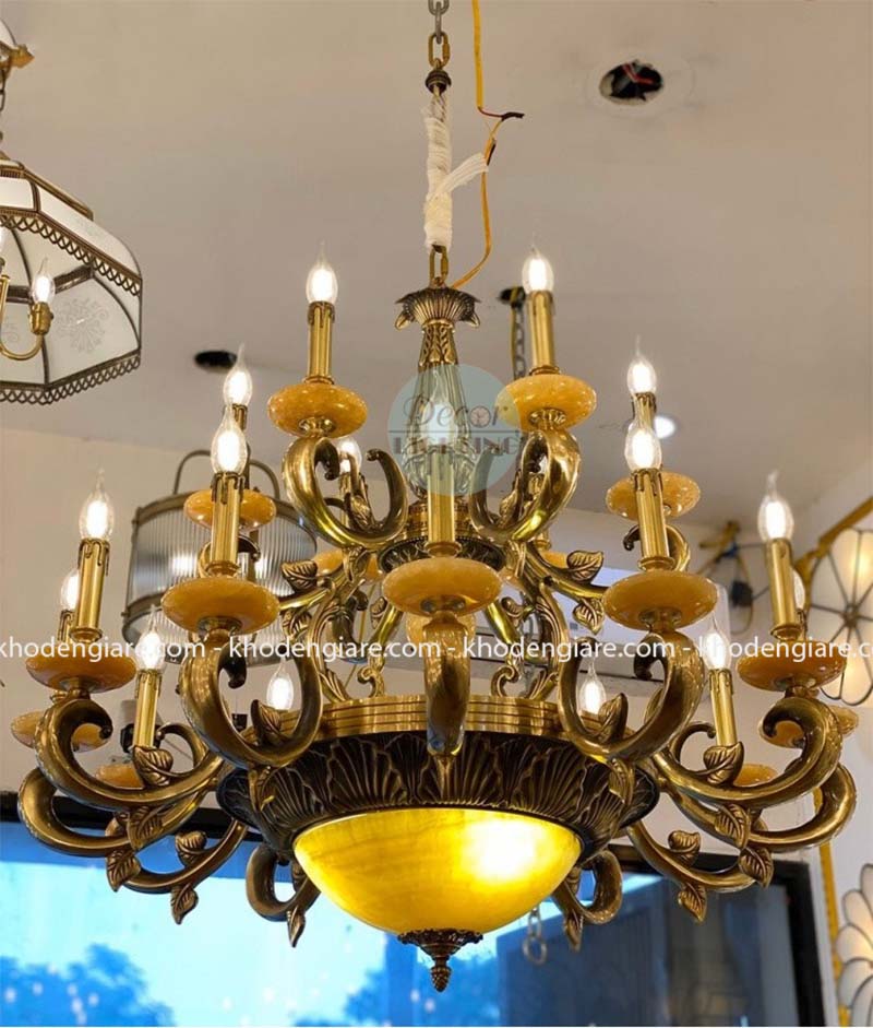 Đèn chùm đồng chao đá DC8086