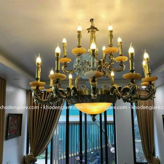Đèn chùm đồng chao đá DC8086