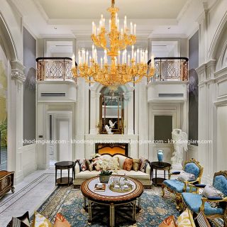 Đèn chùm đồng mạ vàng cao cấp DC8084