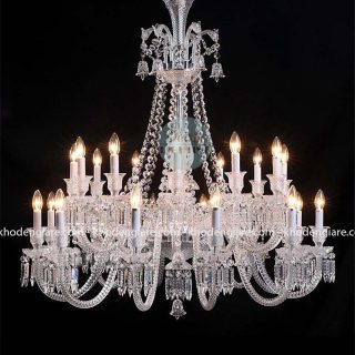 Đèn chùm pha lê maccarat tay nến màu trắng DC497B