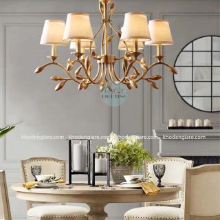 Đèn chùm đồng chao vải DC3968D