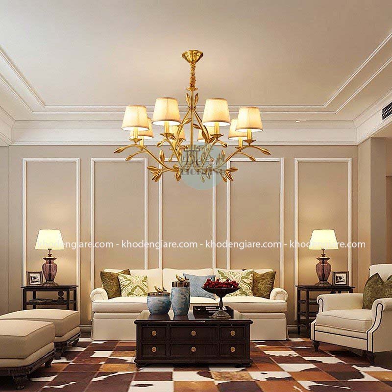 Đèn chùm đồng chao vải DC3968D