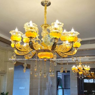 Đèn chùm hợp kim chao đá DC929