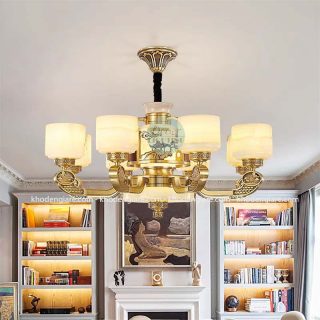 Đèn chùm đồng chao đá cao cấp DC8089