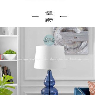 Đèn bàn chao vải thân thủy tinh chao vải DC/DB-3519