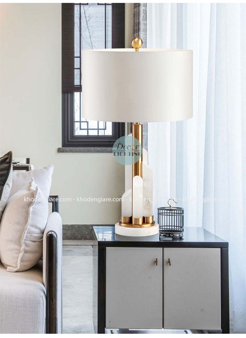 Đèn bàn thân đá cẩm thạch chao vải DC/DB-3515