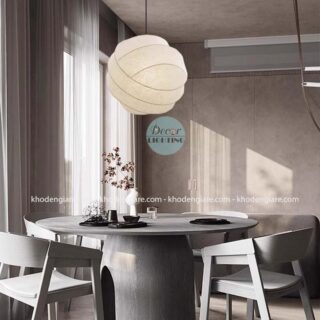 Đèn thả trần hình cầu xoay nghệ thuật phong cách wabisabi