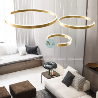 Đèn Thả Trần Nghệ Thuật 3 Vòng Chữ C Mạ Vàng DC392-3C