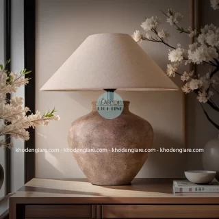 Đèn bàn gốm cổ phong cách Wabi-Sabi DCB053