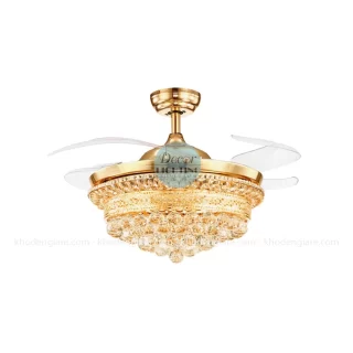 Quạt trần kết hợp đèn chùm hoàng gia sang trọng DC-52-8035B