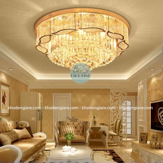 Đèn mâm ốp trần pha lê tròn cao cấp DC951