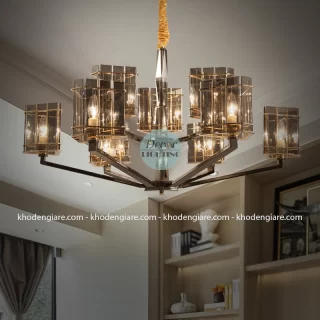 Đèn chùm hiện đại chao thủy tinh khói DCK037