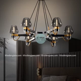 Đèn chùm bắc âu chao thủy tinh khói DCK038