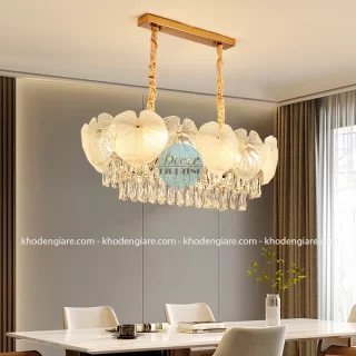 Đèn thả bàn ăn pha lê lá sen cao cấp DCP013L