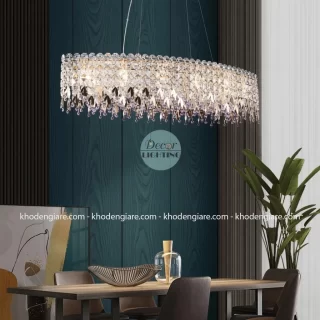 Đèn thả bàn ăn pha lê oval sắc tím luxury DCP019L