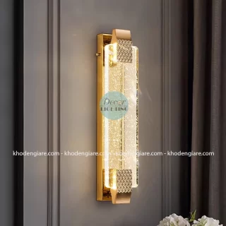 Đèn tường pha lê bọt khí khung mạ vàng DTC083