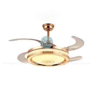 Quạt trần trang trí mâm đèn led hoa văn độc đáo QD0012