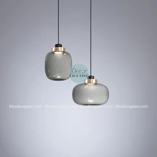 Đèn thả trang trí thủy tinh xám khói bo tròn TDC1092